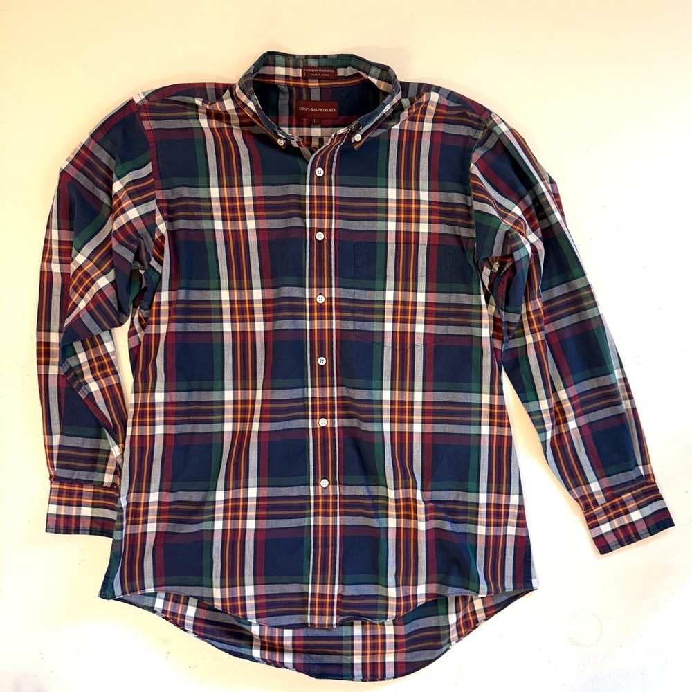 Chaps by Ralph Lauren Blue plaid button down shirt